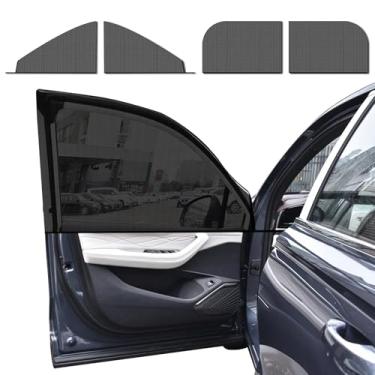 Imagem de Zufoty 4 peças de persianas de janela de carro, protetor de janela lateral, persianas dianteiras traseiras automáticas para bloquear calor e proteção UV, capas de tela de janela de bebê de malha