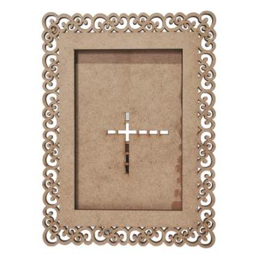 Imagem de Kit 10 Porta Retrato Mdf Cru Foto 10X15 Arabesco Pérola - Doce Arte Em