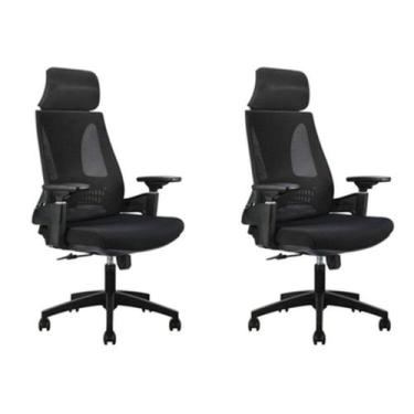 Imagem de Kit 2 Cadeiras Office Diretor Toledo com Apoia Cabeça e Braços 3d Nr17