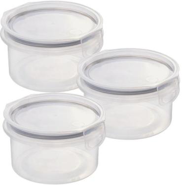 Imagem de Porta mantimentos Hermético Redondo Trava Mais 560ml fendi com 3 unida