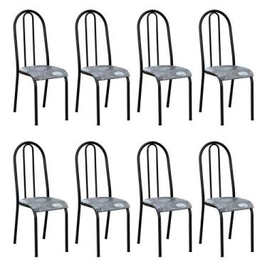 Imagem de Kit 8 Cadeiras de Cozinha Flórida Estampado Pará Cinza Pés de Ferro Pr