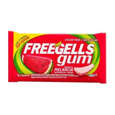 Imagem de Chiclete Freegells Gum Melancia Sem Açúcar 8g com 5 Unidades