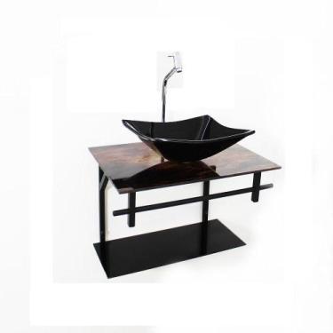 Imagem de Gabinete Vidro Banheiro 60Cm Retangular Ap Slim Madeira - Cubas E Gabi