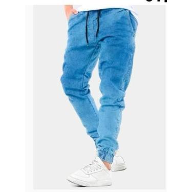 Imagem de Calça jogger jeans masculina super confortvel qualidade premium costur