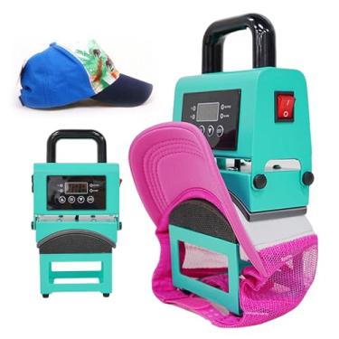 Imagem de KKSOUFX Máquina de prensa térmica para chapéus 350W Power Press Industrial Digital Sublimation Heat Press Machine, 8 * 15cm Placa de aquecimento para transferência de calor de padrão