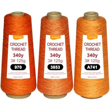 Imagem de 3 cones no total 375 g tamanho 3 fios de crochê, fio 100% puro algodão para tricô manual, crochê (A741-3853-970)