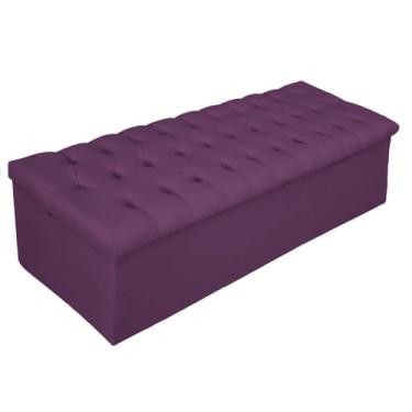 Imagem de Calçadeira Recamier Estofada Baú Mel Capitonê 160 cm Suede Roxo Quarto - AM Decor