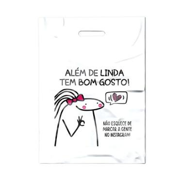 Imagem de 50 Un Sacolas Plásticas Boca De Palhaço Para Loja Tam P 15X20  - Flock
