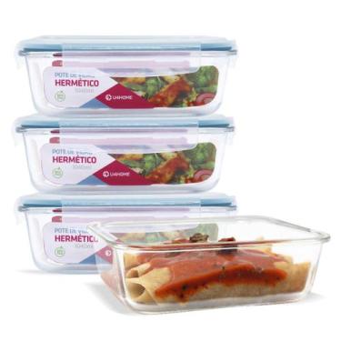 Imagem de Conjunto 4 Potes Vidro Hermético Mantimento Marmita 1040ml - U4home, A