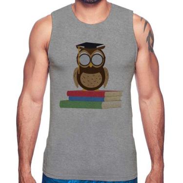 Imagem de Regata Coruja Estudante - Foca na Moda, Cinza, M