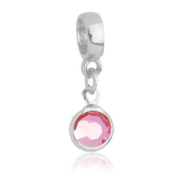 Imagem de Berloque Cristal Rosa Banhado a Prata 925 - WORK SEMIJOIAS