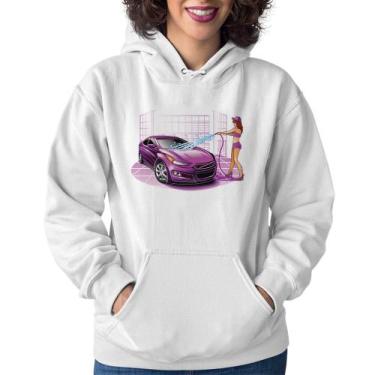 Imagem de Moletom Feminino Lava Jato Carro Roxo - Foca na Moda, Branco, M