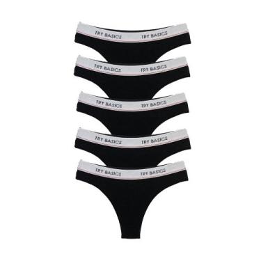 Imagem de Kit 5 Calcinhas Fio Dental Cotton Algodão Confortável com Elástico Try