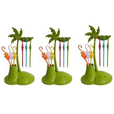 Imagem de Jogo com 3 Porta Espetos Para aperitivos - Coconut Monkey Verde. - ful