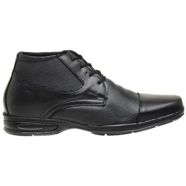 Imagem de Bota Masculina Conforto Couro Casual Cadarço Preta - San Lorenzo, 41, 