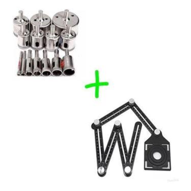 Imagem de Esquadro Multi Ângulo+ Kit 15 Brocas Serra Copo Diamantada - YOFE