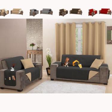 Imagem de Kit Jogo Capa Protetor para Sofá Impermeável Dupla Face 2 e 3 Lugares 