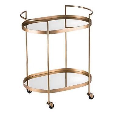 Imagem de Carrinho Bebidas Chá Bar Oval Decorativo Metal Industrial - LOPAZZI, D