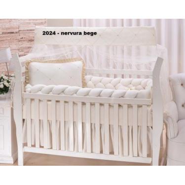 Imagem de Kit enxoval para berço americano modelo de trança bege  costurado nerv
