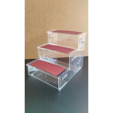 Imagem de Escada Para Pet em Acrílico Cristal com Gravação nas Laterais  - jkacr