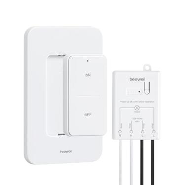 Imagem de treewell Kit de Interruptor de Luz Sem Fio e Receptor, Interruptor de Luz de Controle Remoto de Alcance Rf de 200 Pés, Sem Fiação, Sem Interferência, Interruptor de Parede Sem Fio (,)