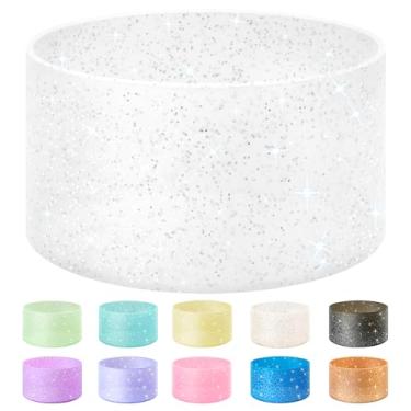 Imagem de Vmini Capa protetora para garrafas, silicone, glitter, compatível com Stanley Tumbler 591 ml–1,18 L, garrafa de água Hydro Flask 355 ml–710 ml, com fundo de 7,1–7,5 cm, base antiderrapante, brilhante