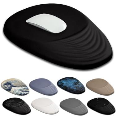 Imagem de Armanza Mouse pad ergonômico preto, suporte de pulso, mouse pad com descanso de pulso, design de massagem de espuma viscoelástica e base de PU antiderrapante para alívio da dor, mesa, escritório, casa