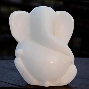 Imagem de Estátua de Lord Ganesh Ganesha Idol Murti Escultura - Mármore Branco Ganesh 7,6 cm - Ídolo Ganesh para Carro | Decoração de Casa | Presente de Templo | Mesa de Escritório | Aniversário, Casamento,