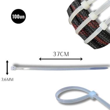 Imagem de Abraçadeira Nylon Enforca 3,6 x 370mm Kit C/ 100 Lacre Cinta Plástica 
