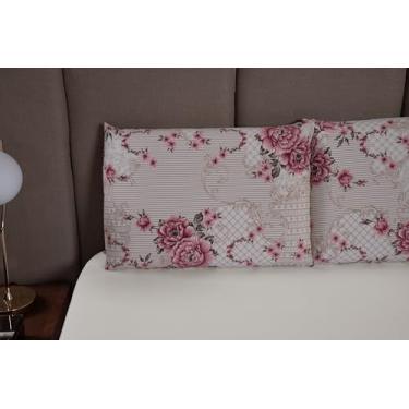 Imagem de Jogo de Lençol 100% Algodão 200 Fios Lençol Com Elastico Lençol e Fronha ESTAMPADO CAMA BOX E COMUM, Lençol Solteiro, Casal e Queen (SOLTEIRO 2 PEÇAS, FLORAL BEGE)