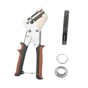 Imagem de Tachiuwa Conjunto de alicates de ilhó, kit de prensa de ilhó portátil, alicate perfurador de buraco para projeto diy, bolsa, cartazes, sinais, Prata 100 Unidades
