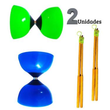 Imagem de Diabolô Profissional Com Par De Baqueta De Plástico Kit Com 2 Malabare