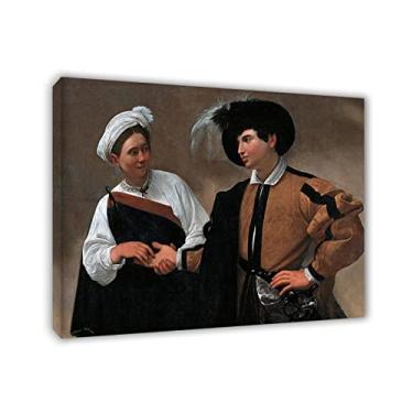 Imagem de Arte de parede em tela clássica emoldurada-Michelangelo Merisi Caravaggio Impressões famosas reprodução de pinturas a óleo - Boa sorte, 1595 pôster-arte imagens em tela arte de parede para decoração