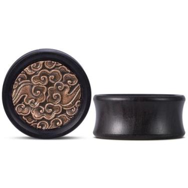 Imagem de Tampão de Orelha ERKUOO Ebony Wood Double Flared 16mm (5/8")