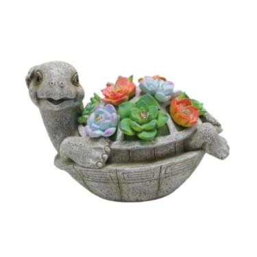 Imagem de Gralara Tartaruga de tartaruga ao ar livre Tartaruga estatueta Luz fofa Decoração do gramado Ornamento de decoração única lâmpada solar para de pátio
