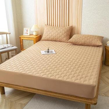 Imagem de Protetor de Colchão Impermeável Acolchoado Capa de Colchão Simples Cor Sólida Queen King Size Lençol de Colchão Respirável Decoração de Quarto, Lavável à Máquina Cáqui ||Duplo: 119,4 x 200,7 cm (1