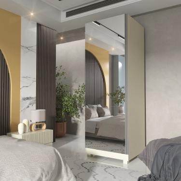 Imagem de Sapateira 1 Porta com Espelho 100 MDF Gold Gelius - Off White