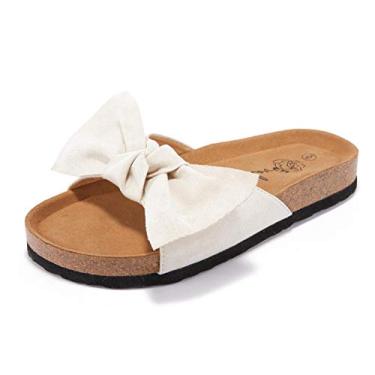 Imagem de FISACE Sandália feminina gladiadora de verão com tiras e bico anelado, Bege Z, 7.5