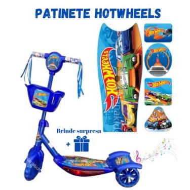 Imagem de Patinete HOTWHEELS Personalizado Azul Musical + Entrega em todo Brasil