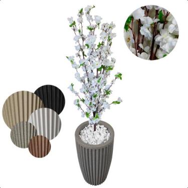 Imagem de Cerejeira Branca Planta Artificial com Vaso Decoração - Flor de Mentir