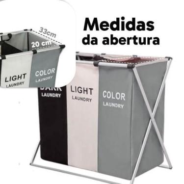 Imagem de Cesto Organizador Com Três Repartimentos Para Armazenar Guardar Roupa 