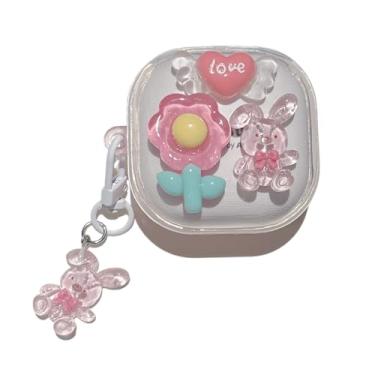 Imagem de QYFZXLV Capa transparente para Samsung Galaxy Buds FE/2 Pro/Pro/Live/Buds 2, capa protetora para fones de ouvido à prova de choque, presente para meninos e meninas (D)