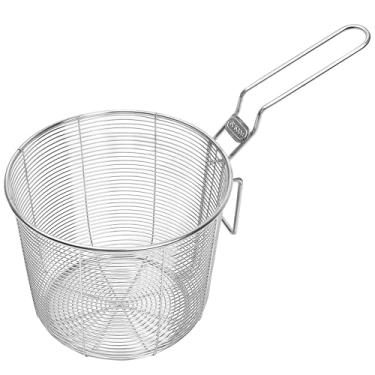 Imagem de Cesta de fritura redonda de arame, cesta frita portátil multiuso para batatas fritas, macarrão, bolinhos, cozinhar, armazenamento fácil, diâmetro: 16 cm