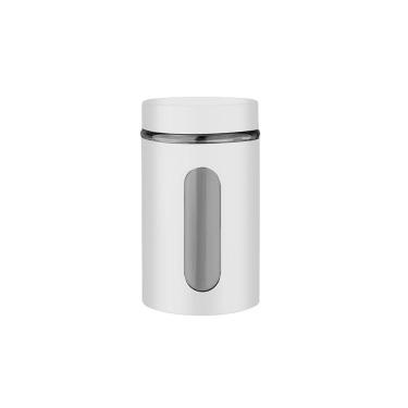 Imagem de Pote De Inox/Vidro Com Visor Branco 900 Ml