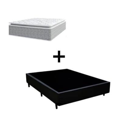 Imagem de Cama Box Viúva 128 Tecido Sintético Preto Com Colchão Nazar Molas Ensacadas com Pillow Top - Bello Box - Conforto (Espuma da Nasa) Viscoeslástico D33