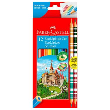 Imagem de Lápis De Cor 10 Cores + 2 Bicolor Arte Desenho Faber Castell