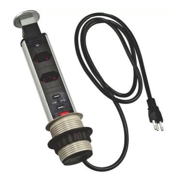 Imagem de Torre De Tomada Retratil Multiplug Com Usb Embutir Mesa Kzi