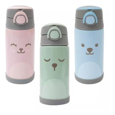 Imagem de Garrafa Térmica Bebê Infantil Canudo Aço Inox 400ML, Buba