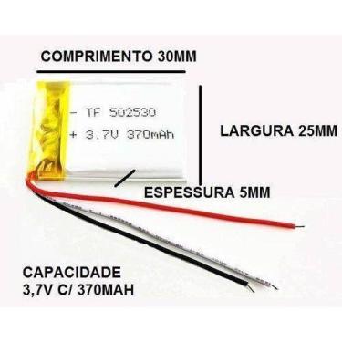 Imagem de Bateria C/ 3 Fios C/3,7v C/ 370mah 5mm X 25mm X 30mm - bgb