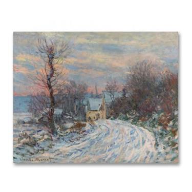 Imagem de "L'entrée De Giverny En Hiver" de Claude Monet pinturas famosas impressão em tela Monet reprodução de pintura a óleo arte de parede em tela para sala de estar 30 x 38 cm sem moldura